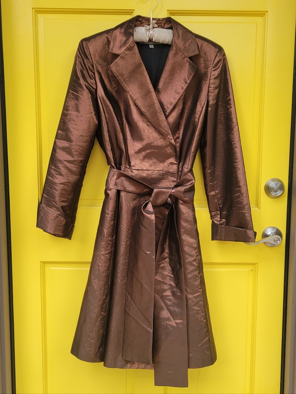 Anne Klein Silk Blend Trench Coat Wrap Belted Long Sleeve Dress Size 10